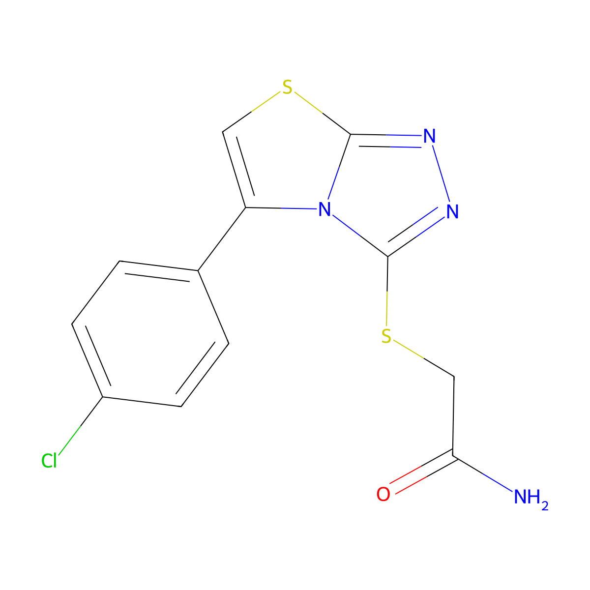 2-((5-(4-Chlorophenyl)thiazolo[2,3-c][1,2,4]triazol-3-yl)thio)acetamide molecular structure, CAS 690960-11-3