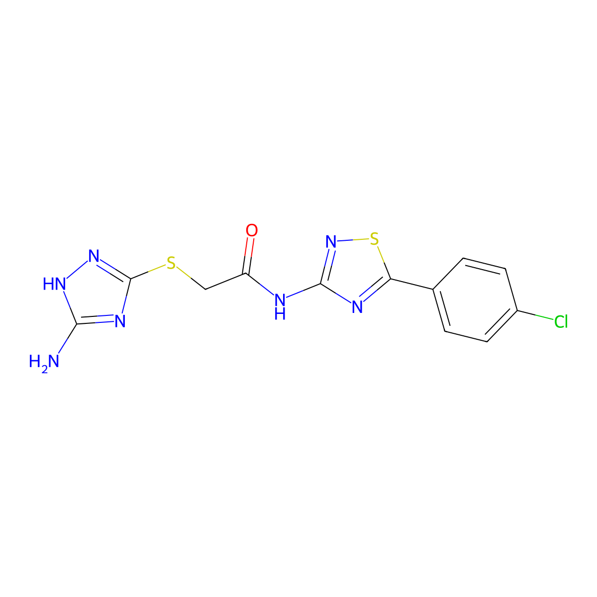 2-[(5-amino-1H-1,2,4-triazol-3-yl)sulfanyl]-N-[5-(4-chlorophenyl)-1,2,4-thiadiazol-3-yl]acetamide molecular structure, CAS 690960-13-5