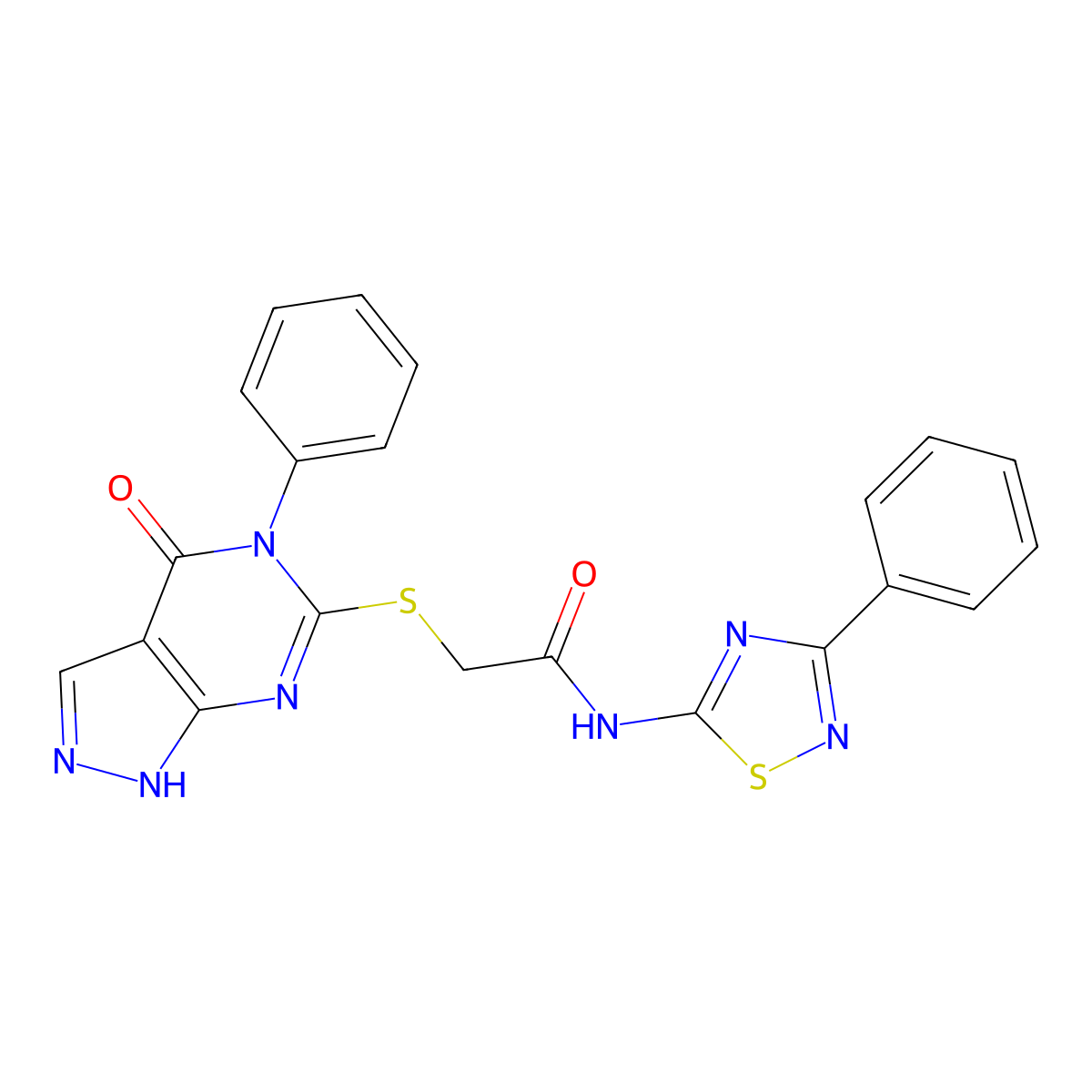 2-[(4-oxo-5-phenyl-1H-pyrazolo[3,4-d]pyrimidin-6-yl)sulfanyl]-N-(3-phenyl-1,2,4-thiadiazol-5-yl)acetamide molecular structure, CAS 690960-17-9