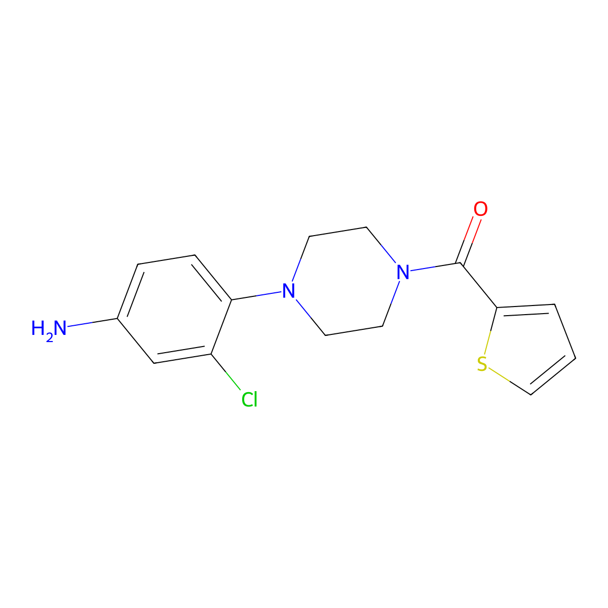 {3-Chloro-4-[4-(2-thienylcarbonyl)piperazin-1-yl]phenyl}amine molecular structure, CAS 690960-62-4