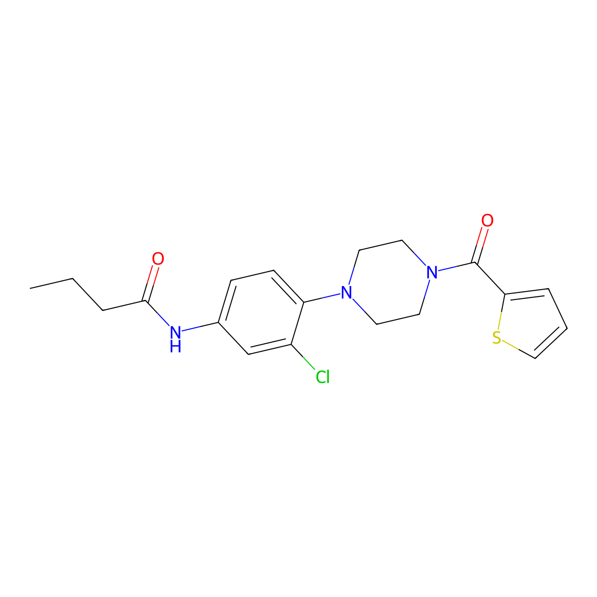 N-[3-chloro-4-[4-(thiophene-2-carbonyl)piperazin-1-yl]phenyl]butanamide molecular structure, CAS 690960-64-6