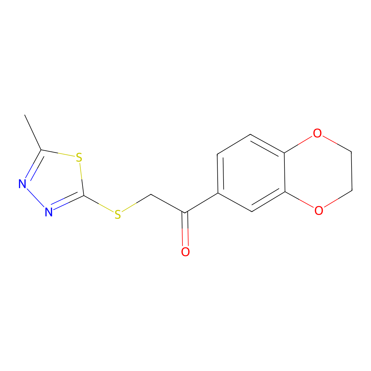 1-(2,3-Dihydro-1,4-benzodioxin-6-yl)-2-[(5-methyl-1,3,4-thiadiazol-2-yl)sulfanyl]ethan-1-one molecular structure, CAS 690961-29-6
