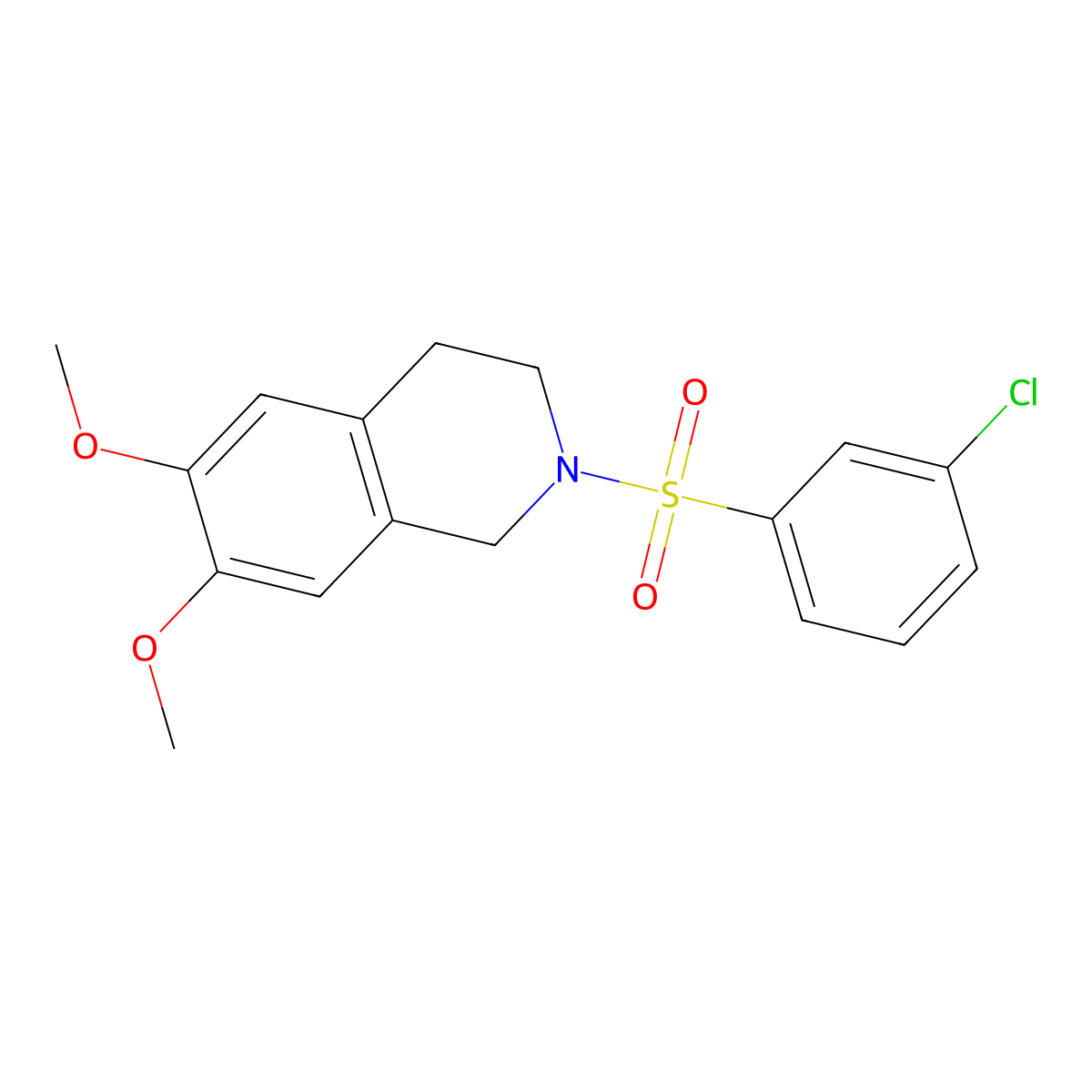2-(3-chlorophenyl)sulfonyl-6,7-dimethoxy-3,4-dihydro-1H-isoquinoline molecular structure, CAS 690961-46-7