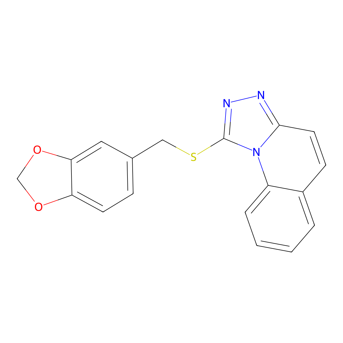 1-(1,3-Benzodioxol-5-ylmethylthio)-[1,2,4]triazolo[4,3-a]quinoline molecular structure, CAS 690961-55-8