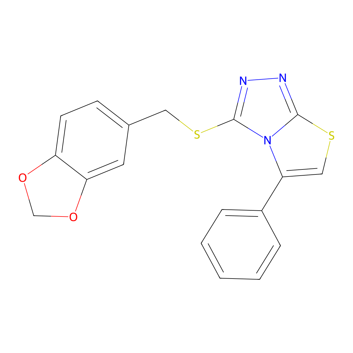 3-(1,3-Benzodioxol-5-ylmethylsulfanyl)-5-phenyl-[1,3]thiazolo[2,3-c][1,2,4]triazole molecular structure, CAS 690961-64-9