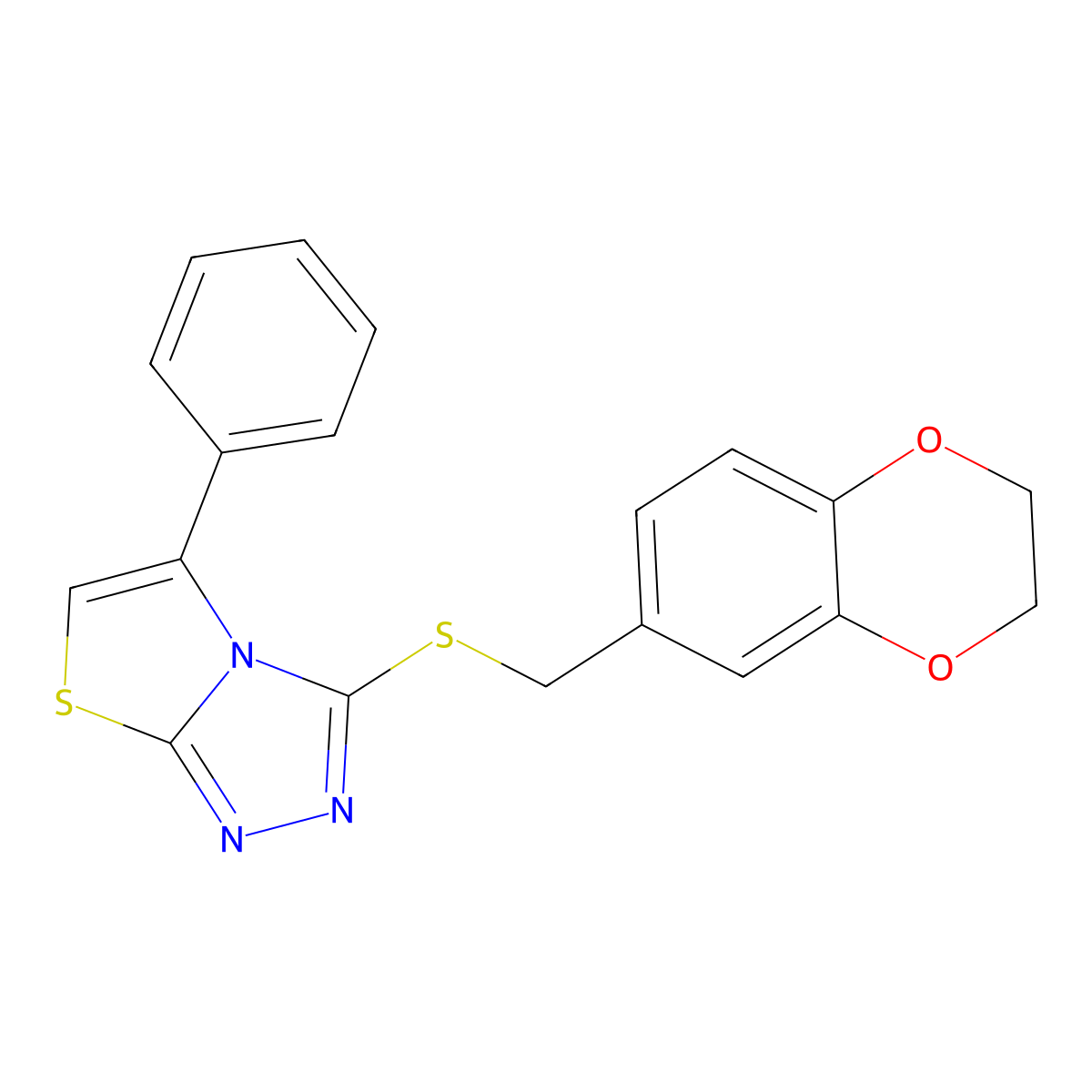 3-{[(2,3-Dihydro-1,4-benzodioxin-6-yl)methyl]sulfanyl}-5-phenyl-[1,2,4]triazolo[3,4-b][1,3]thiazole molecular structure, CAS 690961-65-0
