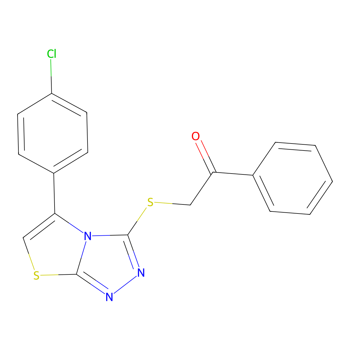 2-{[5-(4-Chlorophenyl)-[1,2,4]triazolo[3,4-b][1,3]thiazol-3-yl]sulfanyl}-1-phenylethan-1-one molecular structure, CAS 690961-69-4