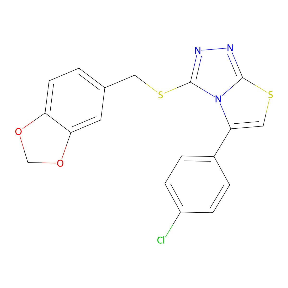 3-(1,3-Benzodioxol-5-ylmethylsulfanyl)-5-(4-chlorophenyl)-[1,3]thiazolo[2,3-c][1,2,4]triazole molecular structure, CAS 690961-71-8