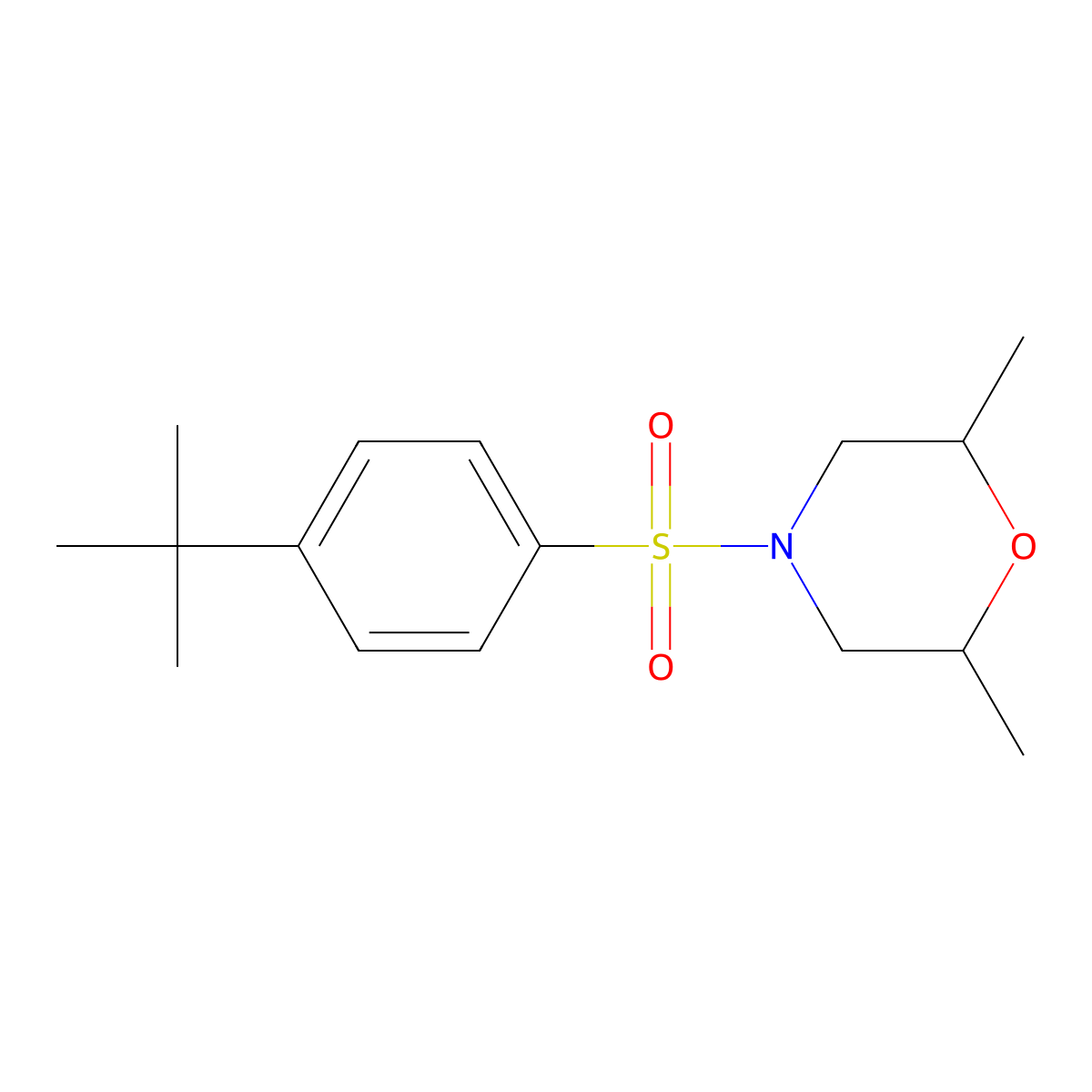 4-(4-Tert-butylphenyl)sulfonyl-2,6-dimethylmorpholine molecular structure, CAS 690962-04-0