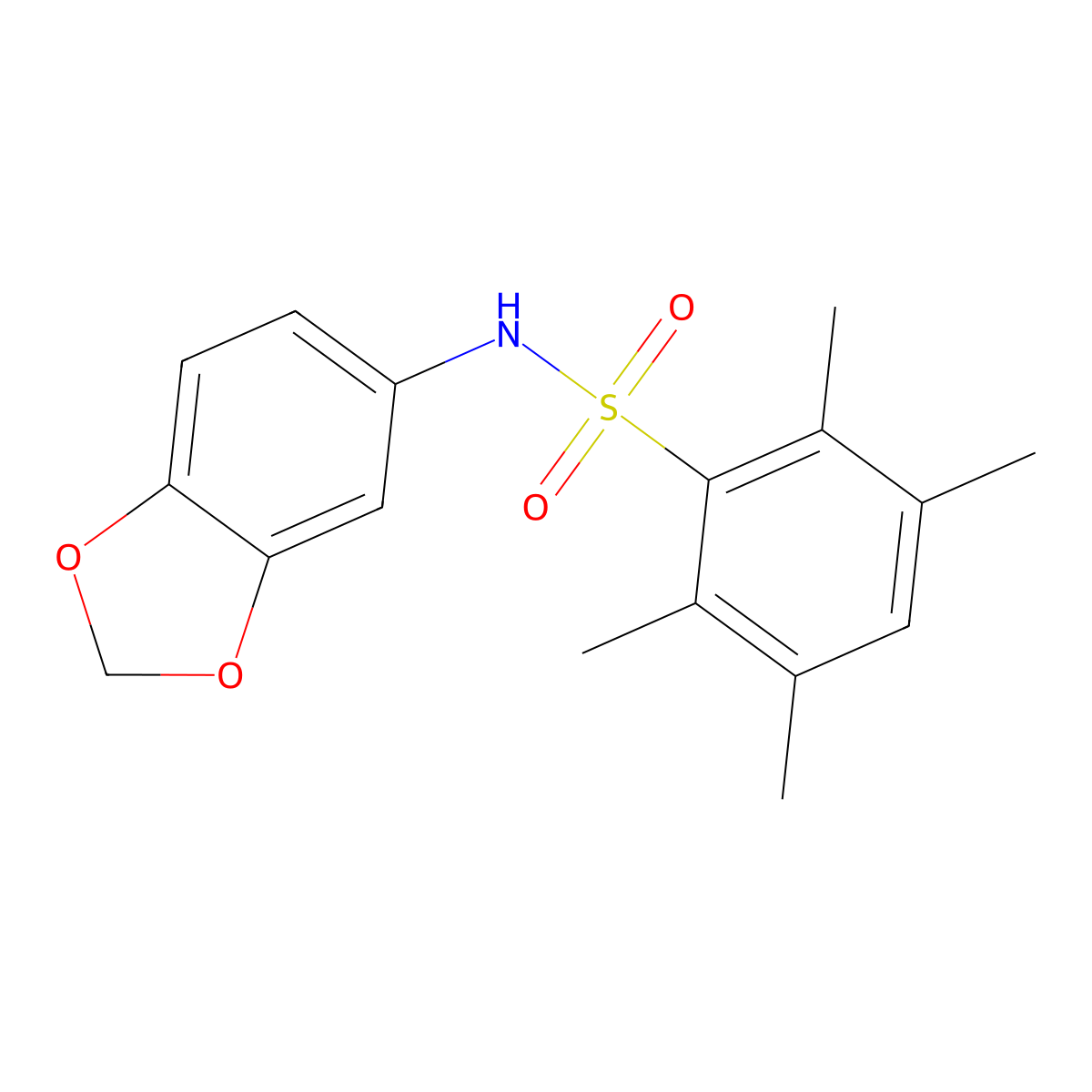 N-(benzo[d][1,3]dioxol-5-yl)-2,3,5,6-tetramethylbenzenesulfonamide molecular structure, CAS 690962-09-5