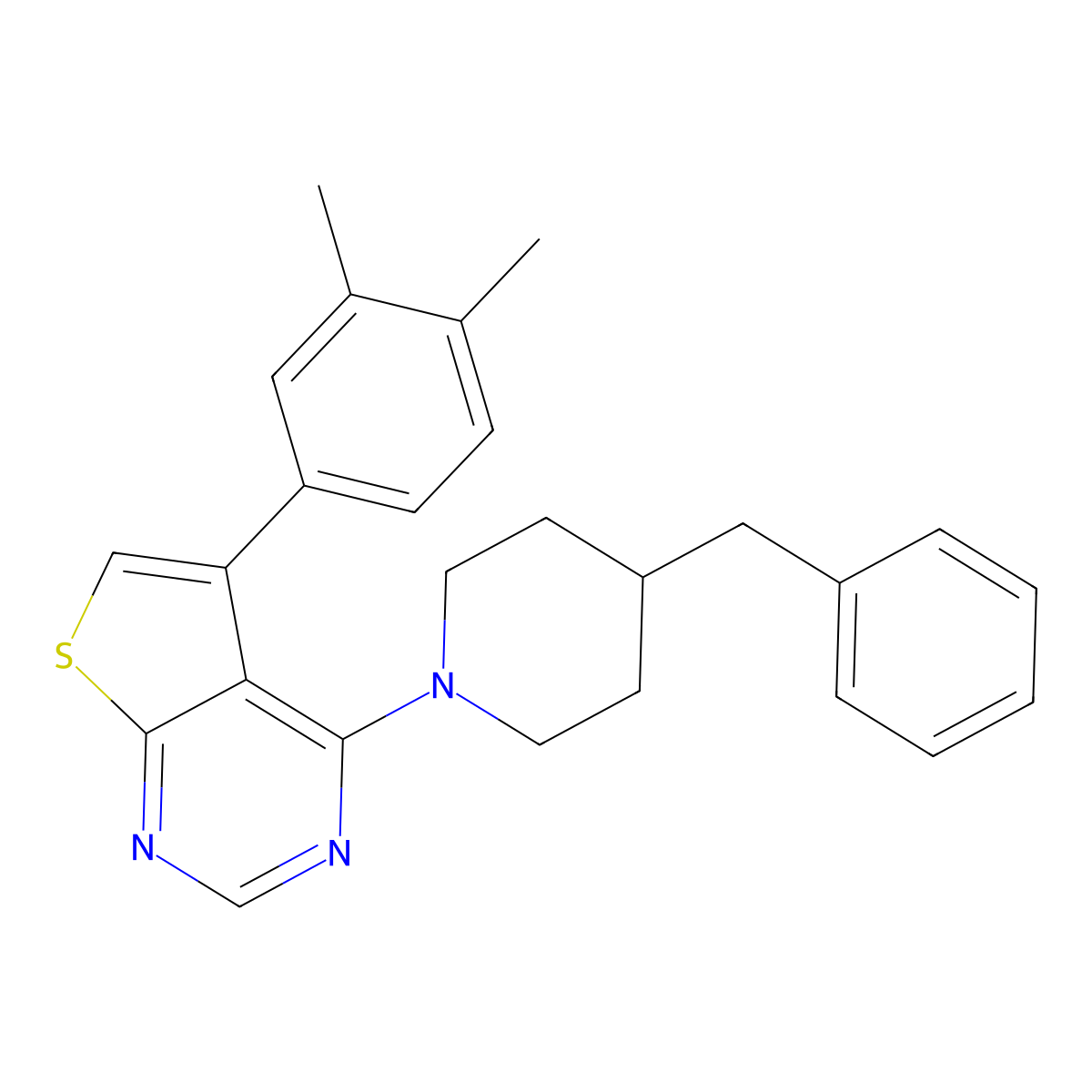 4-(4-Benzylpiperidin-1-yl)-5-(3,4-dimethylphenyl)thieno[2,3-d]pyrimidine molecular structure, CAS 690962-25-5