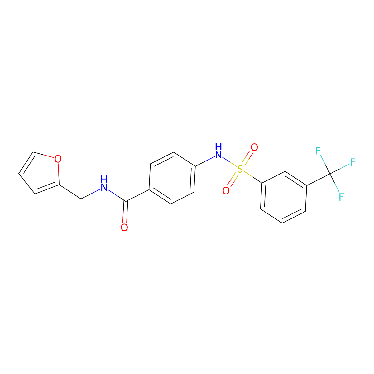 N-(2-furylmethyl)-4-({[3-(trifluoromethyl)phenyl]sulfonyl}amino)benzamide molecular structure, CAS 690962-28-8