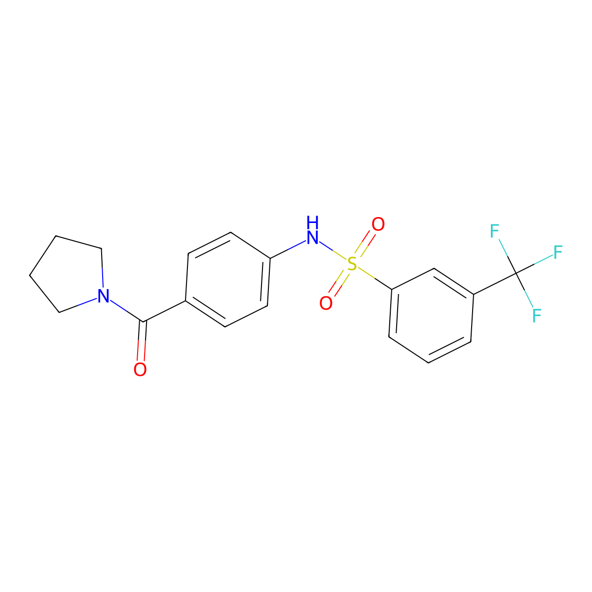 N-(4-(pyrrolidine-1-carbonyl)phenyl)-3-(trifluoromethyl)benzenesulfonamide molecular structure, CAS 690962-29-9