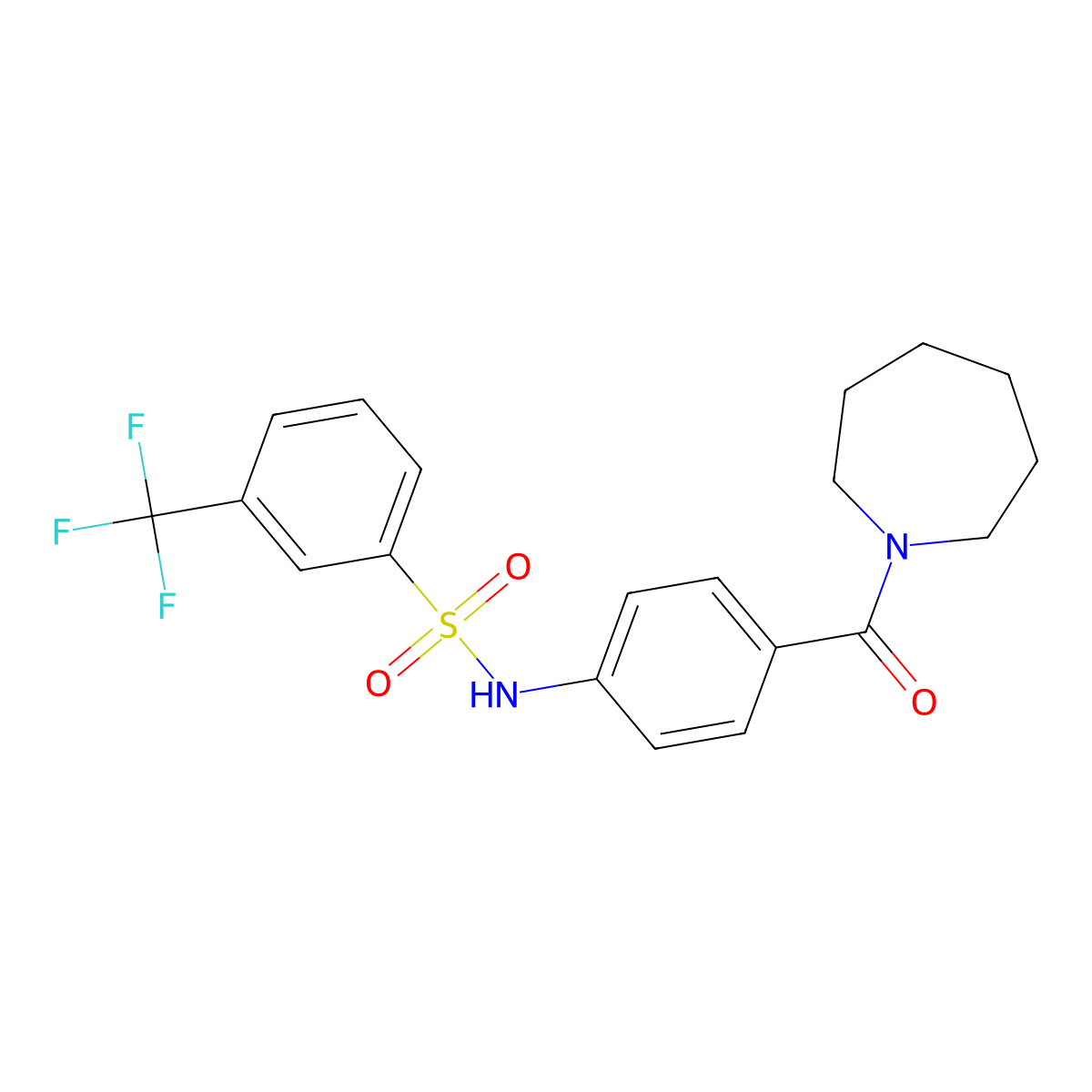 N-(4-(azepane-1-carbonyl)phenyl)-3-(trifluoromethyl)benzenesulfonamide molecular structure, CAS 690962-30-2