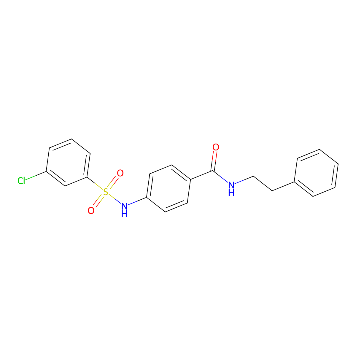 4-(3-chlorophenylsulfonamido)-N-phenethylbenzamide molecular structure, CAS 690962-31-3