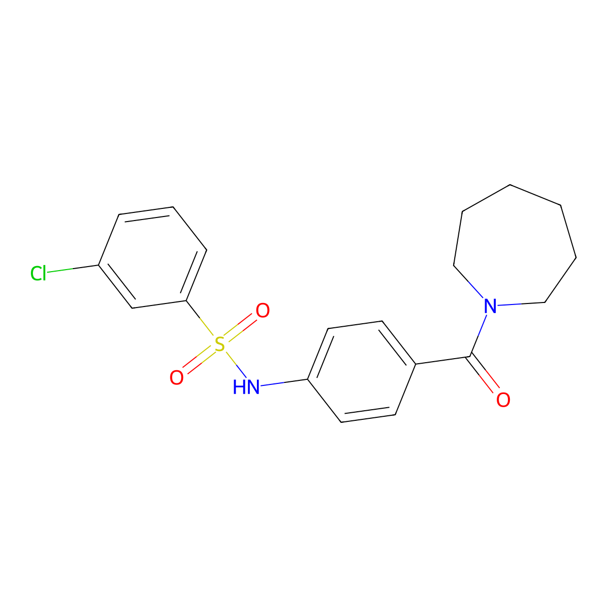 N-(4-(azepane-1-carbonyl)phenyl)-3-chlorobenzenesulfonamide molecular structure, CAS 690962-33-5