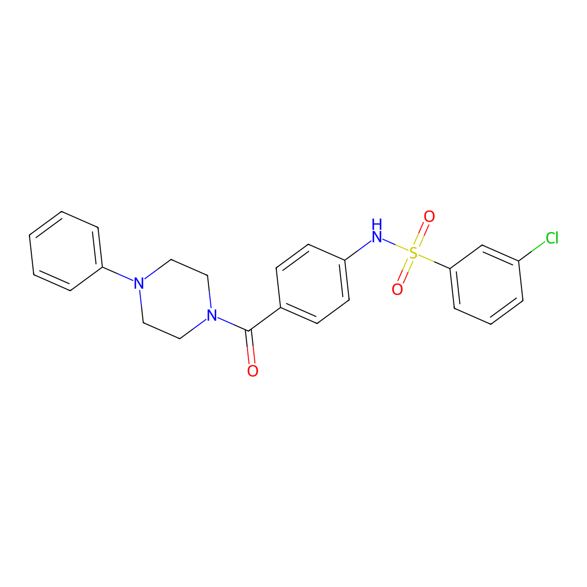 3-chloro-N-(4-(4-phenylpiperazine-1-carbonyl)phenyl)benzenesulfonamide molecular structure, CAS 690962-35-7
