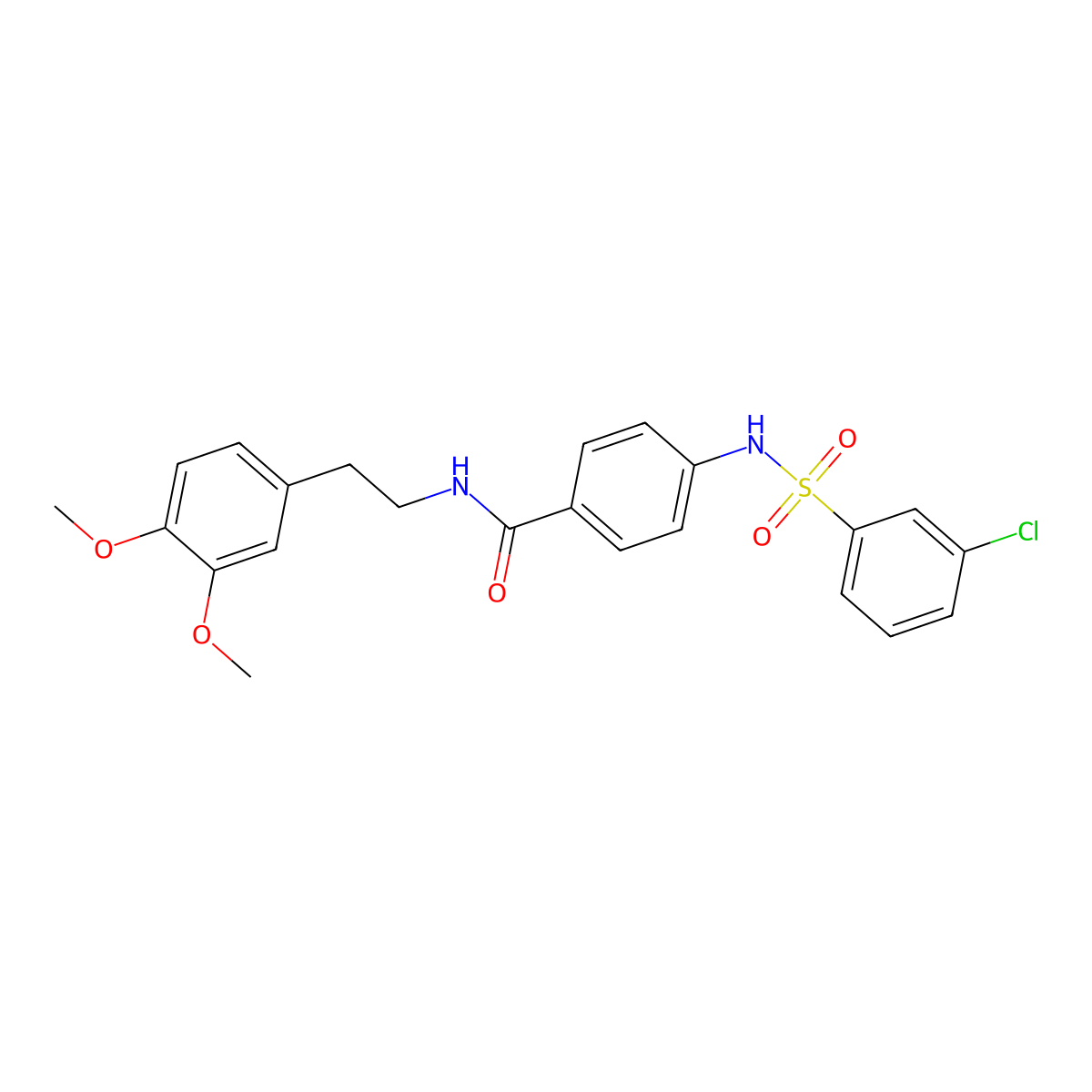 4-(3-chlorobenzenesulfonamido)-N-[2-(3,4-dimethoxyphenyl)ethyl]benzamide molecular structure, CAS 690962-36-8