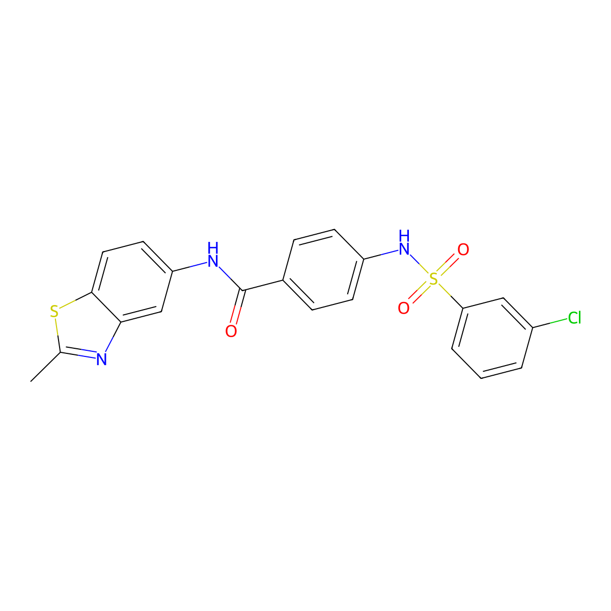 4-[(3-chlorophenyl)sulfonylamino]-N-(2-methyl-1,3-benzothiazol-5-yl)benzamide molecular structure, CAS 690962-37-9