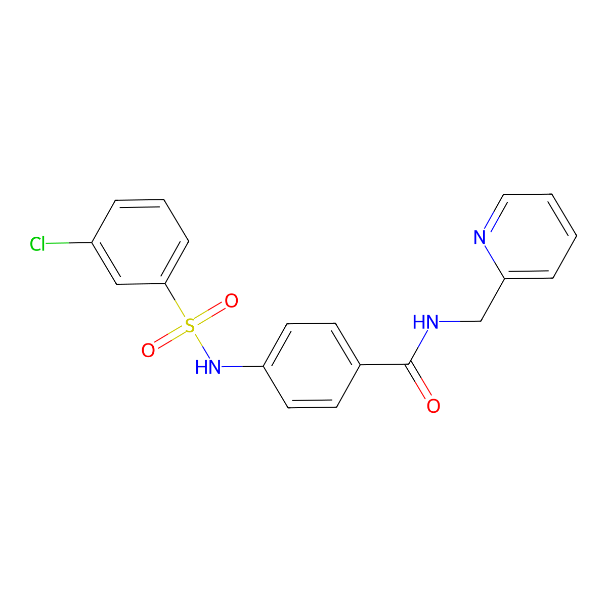 4-[(3-chlorophenyl)sulfonylamino]-N-(pyridin-2-ylmethyl)benzamide molecular structure, CAS 690962-39-1