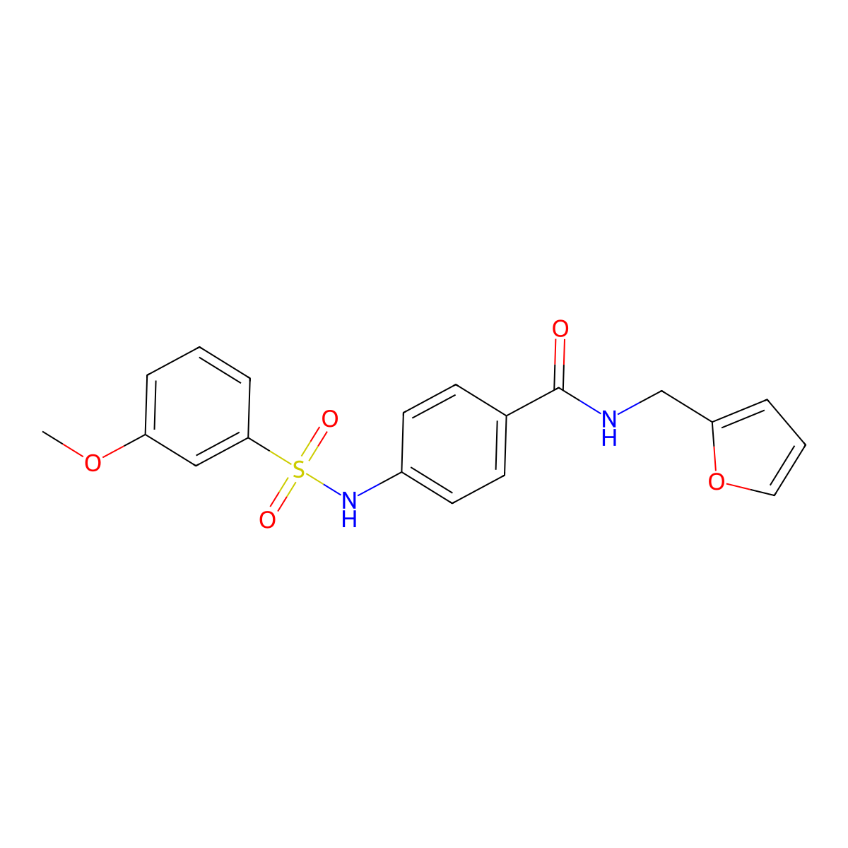 N-(2-furylmethyl)-4-{[(3-methoxyphenyl)sulfonyl]amino}benzamide molecular structure, CAS 690962-42-6