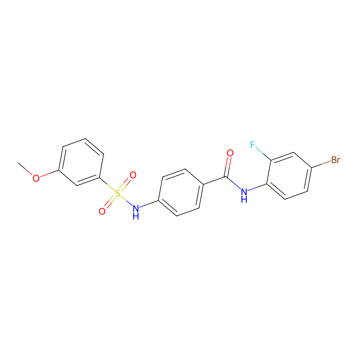 N-(4-bromo-2-fluorophenyl)-4-[(3-methoxyphenyl)sulfonylamino]benzamide molecular structure, CAS 690962-43-7