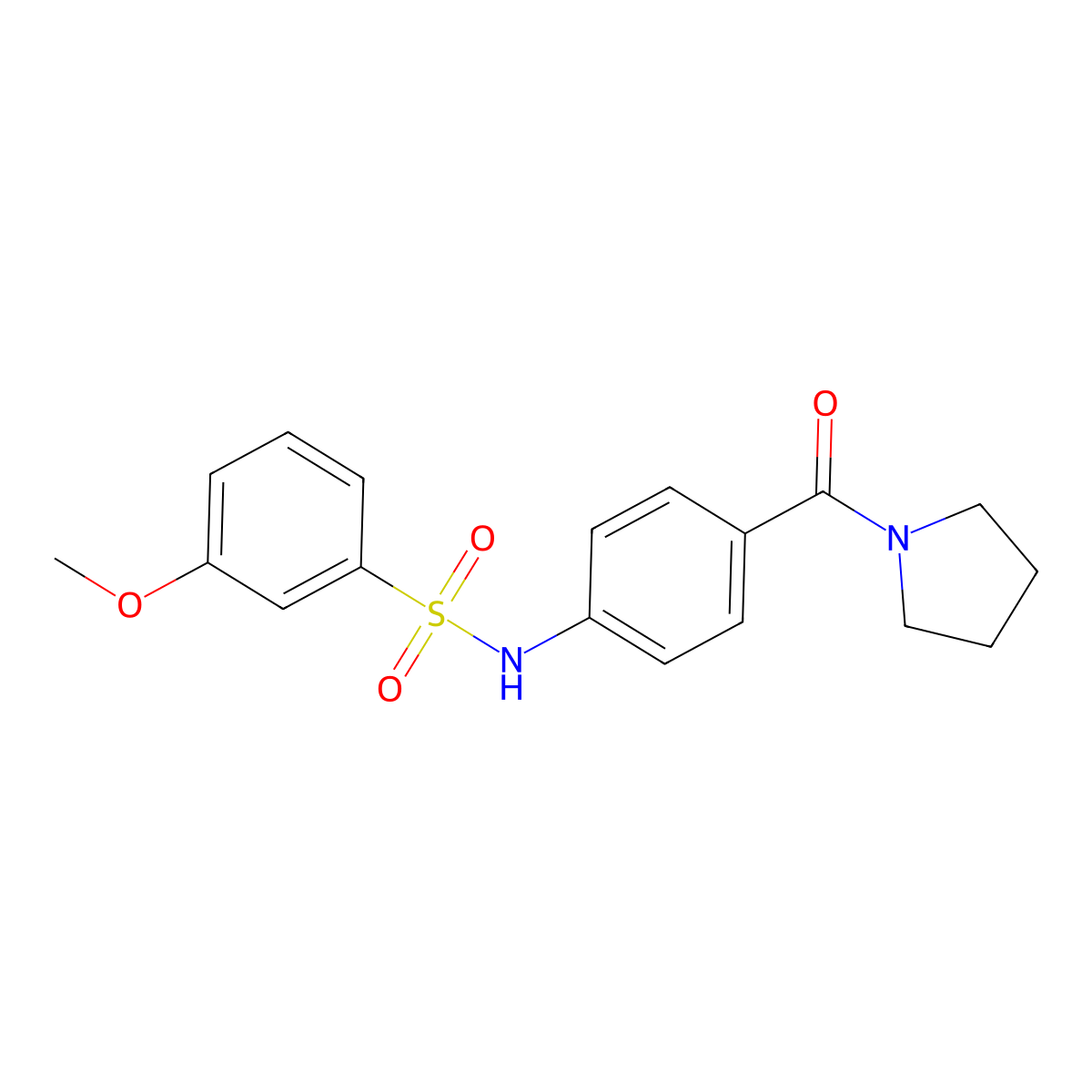 3-methoxy-N-(4-(pyrrolidine-1-carbonyl)phenyl)benzenesulfonamide molecular structure, CAS 690962-45-9