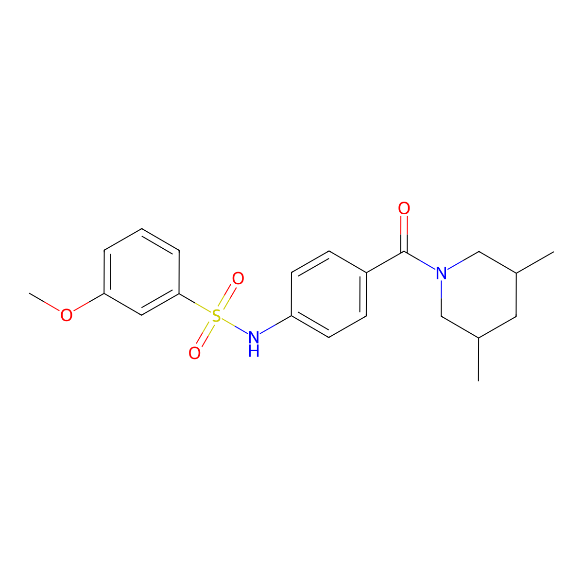 N-(4-(3,5-dimethylpiperidine-1-carbonyl)phenyl)-3-methoxybenzenesulfonamide molecular structure, CAS 690962-47-1