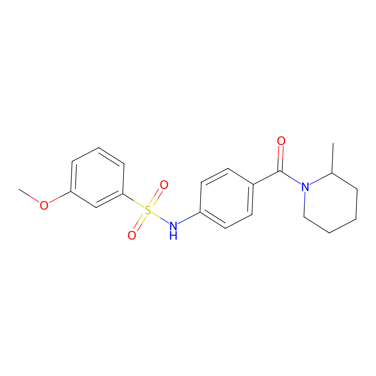 3-methoxy-N-(4-(2-methylpiperidine-1-carbonyl)phenyl)benzenesulfonamide molecular structure, CAS 690962-49-3