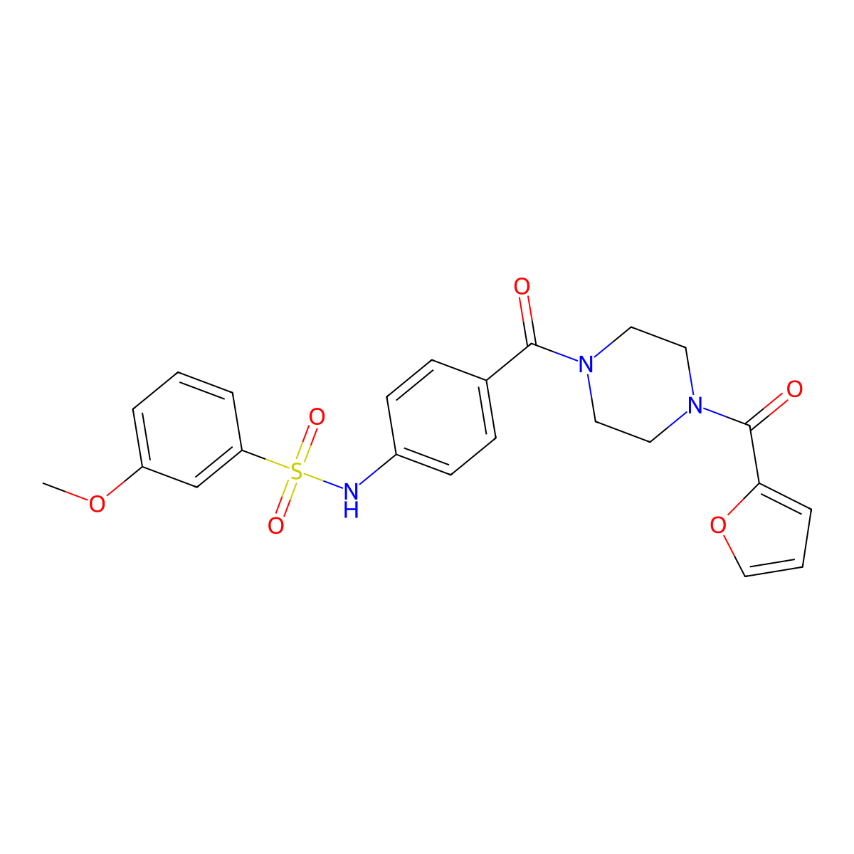N-(4-{[4-(2-furoyl)-1-piperazinyl]carbonyl}phenyl)-3-methoxybenzenesulfonamide molecular structure, CAS 690962-51-7
