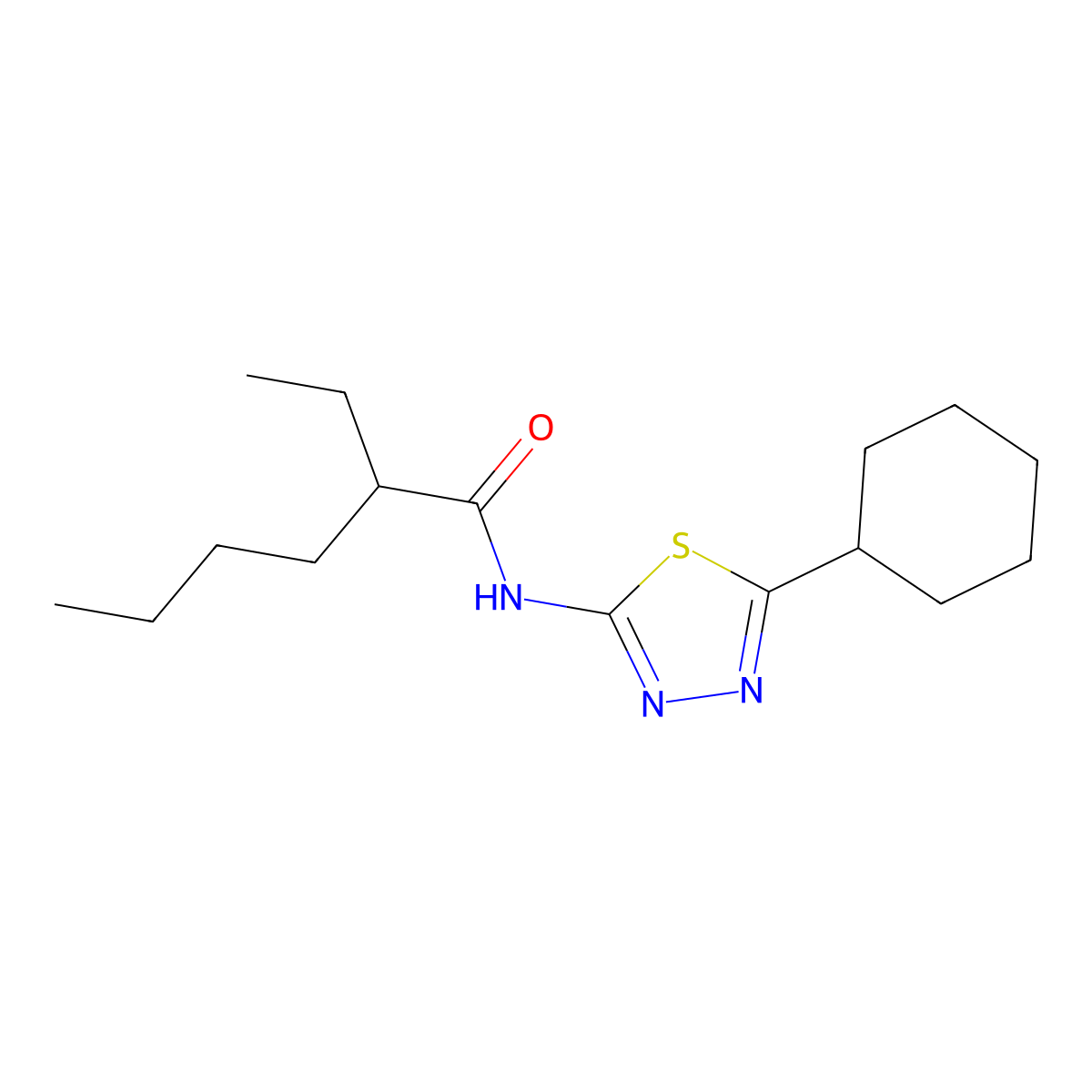 N-(5-cyclohexyl-1,3,4-thiadiazol-2-yl)-2-ethylhexanamide molecular structure, CAS 690963-09-8