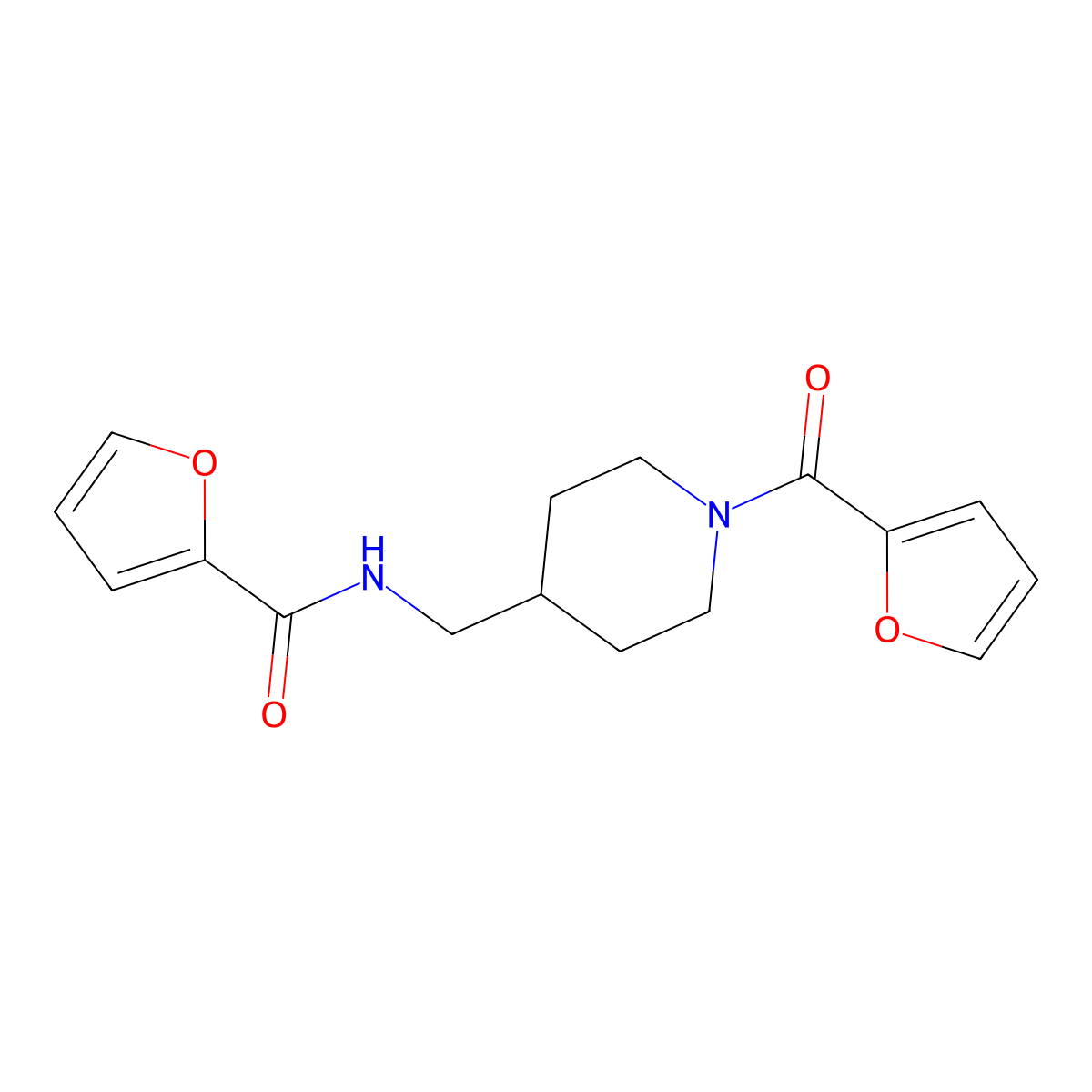 N-[[1-(furan-2-carbonyl)piperidin-4-yl]methyl]furan-2-carboxamide molecular structure, CAS 690964-50-2