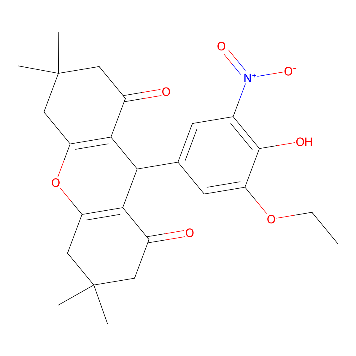 9-(3-ethoxy-4-hydroxy-5-nitrophenyl)-3,3,6,6-tetramethyl-3,4,5,6,7,9-hexahydro-1H-xanthene-1,8(2H)-dione molecular structure, CAS 690964-74-0