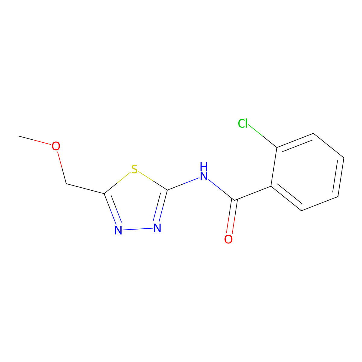 2-chloro-N-[5-(methoxymethyl)-1,3,4-thiadiazol-2-yl]benzamide molecular structure, CAS 690964-85-3