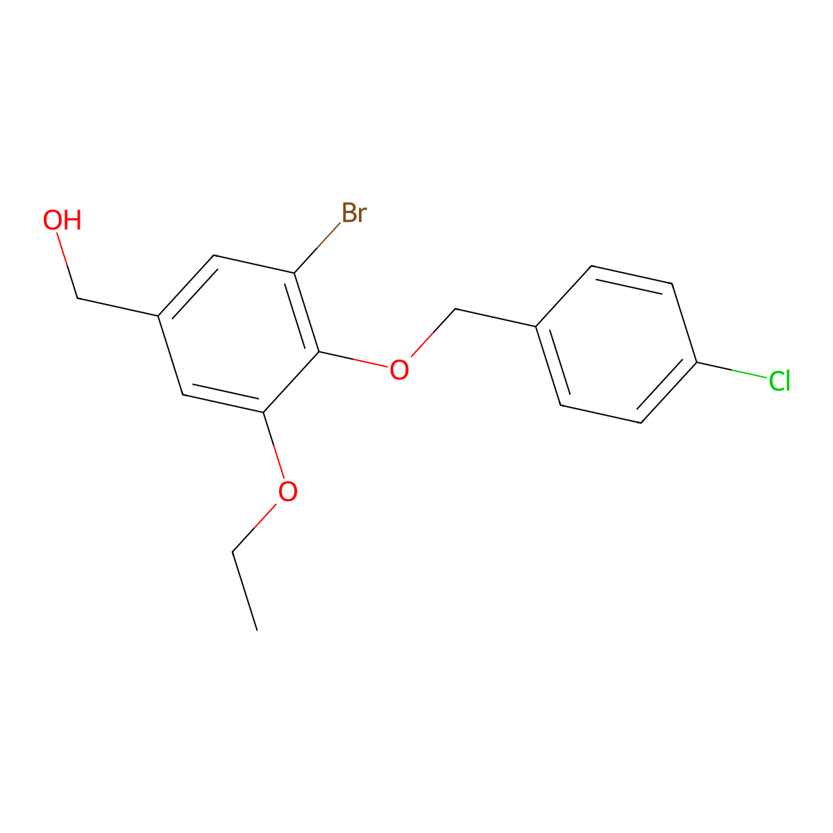 (3-Bromo-4-((4-chlorobenzyl)oxy)-5-ethoxyphenyl)methanol molecular structure, CAS 690964-94-4