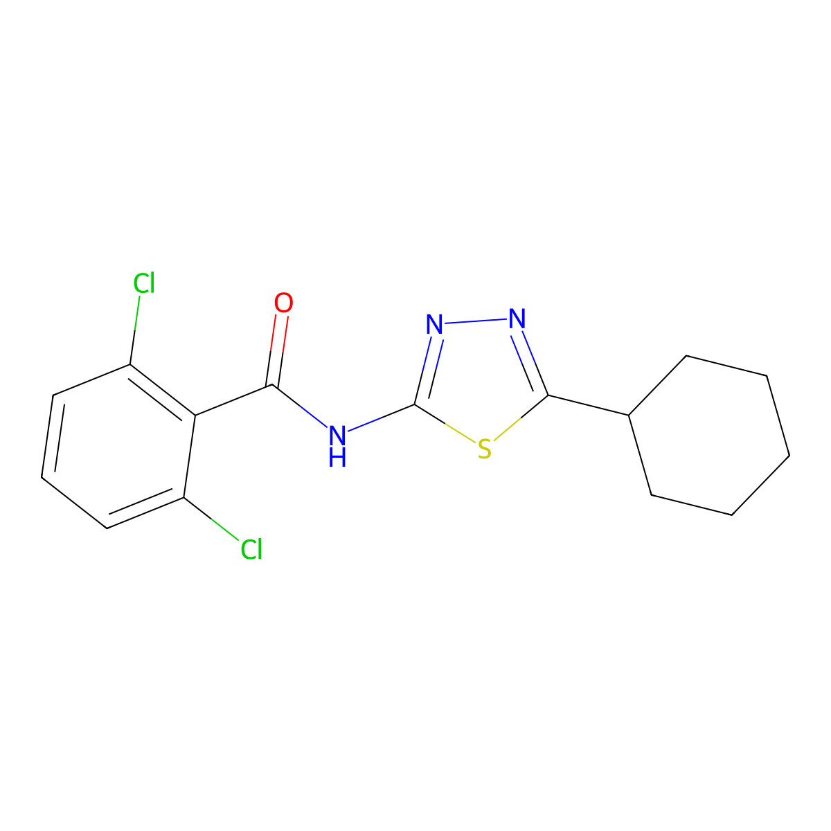 2,6-dichloro-N-(5-cyclohexyl-1,3,4-thiadiazol-2-yl)benzamide molecular structure, CAS 690965-03-8