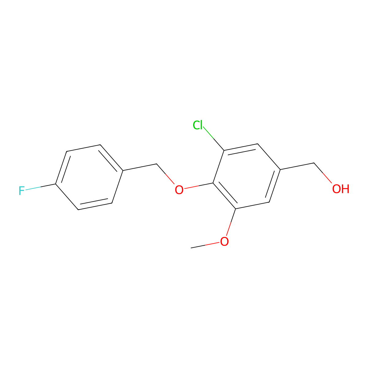 {3-Chloro-4-[(4-fluorobenzyl)oxy]-5-methoxyphenyl}methanol molecular structure, CAS 690965-66-3