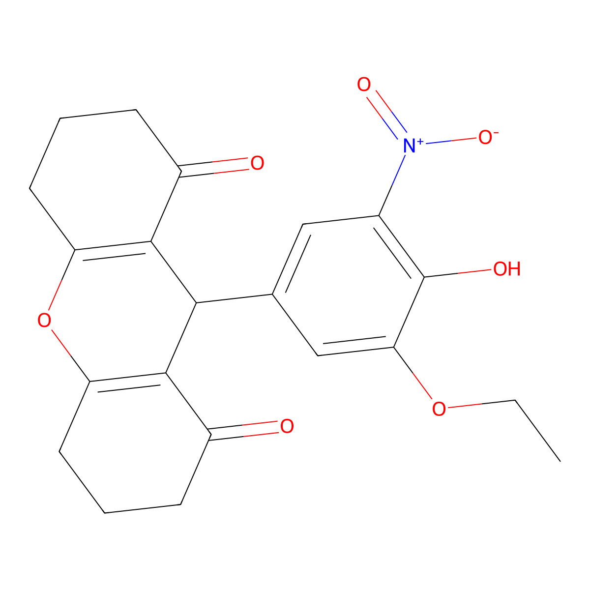 9-(3-ethoxy-4-hydroxy-5-nitrophenyl)-3,4,5,6,7,9-hexahydro-1H-xanthene-1,8(2H)-dione molecular structure, CAS 690966-40-6