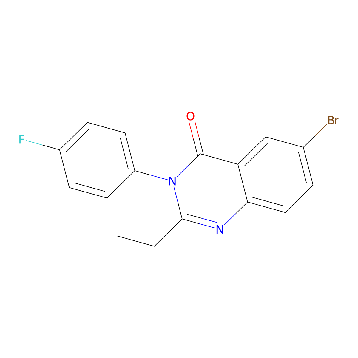 6-Bromo-2-ethyl-3-(4-fluorophenyl)quinazolin-4-one molecular structure, CAS 690966-53-1