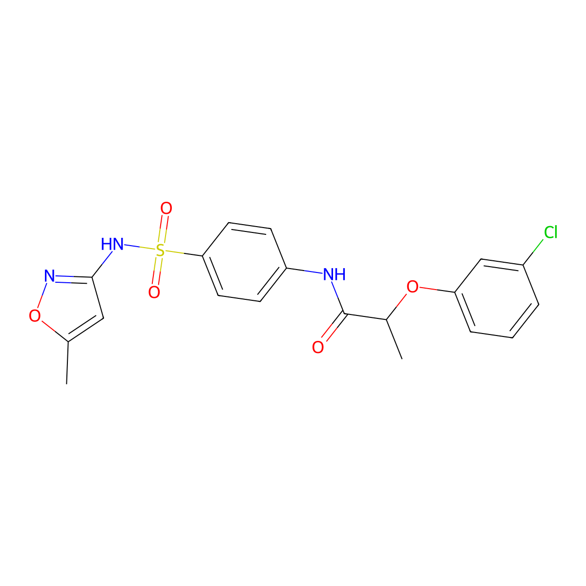 2-(3-chlorophenoxy)-N-[4-[(5-methyl-1,2-oxazol-3-yl)sulfamoyl]phenyl]propanamide molecular structure, CAS 690967-04-5