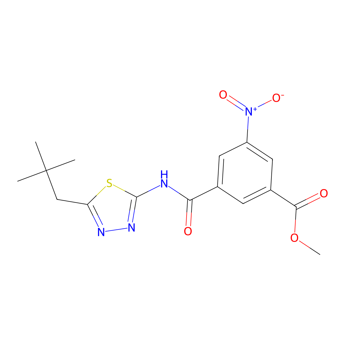 Methyl 3-{[5-(2,2-dimethylpropyl)-1,3,4-thiadiazol-2-yl]carbamoyl}-5-nitrobenzoate molecular structure, CAS 690967-96-5