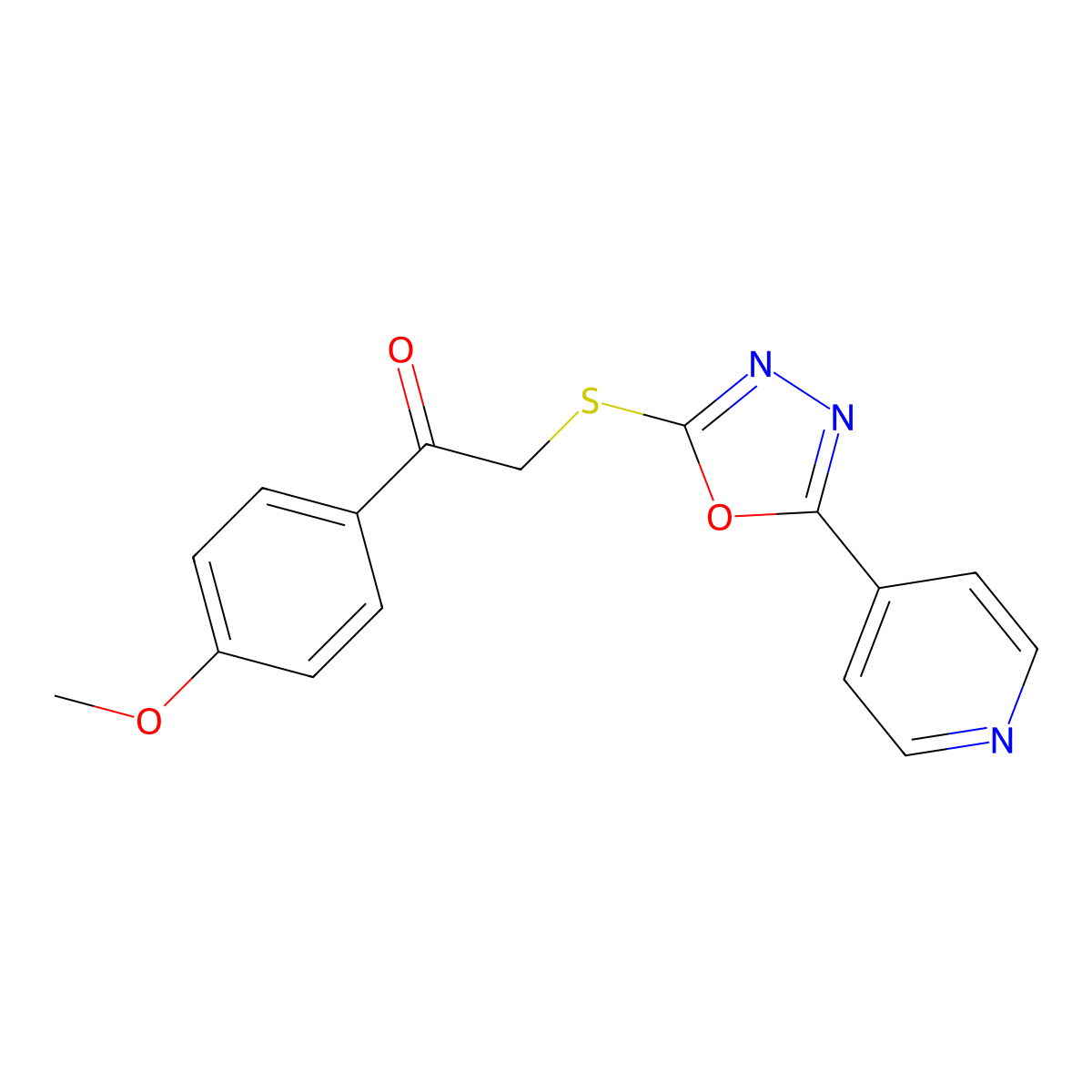 1-(4-Methoxyphenyl)-2-((5-(pyridin-4-yl)-1,3,4-oxadiazol-2-yl)thio)ethanone molecular structure, CAS 690968-68-4