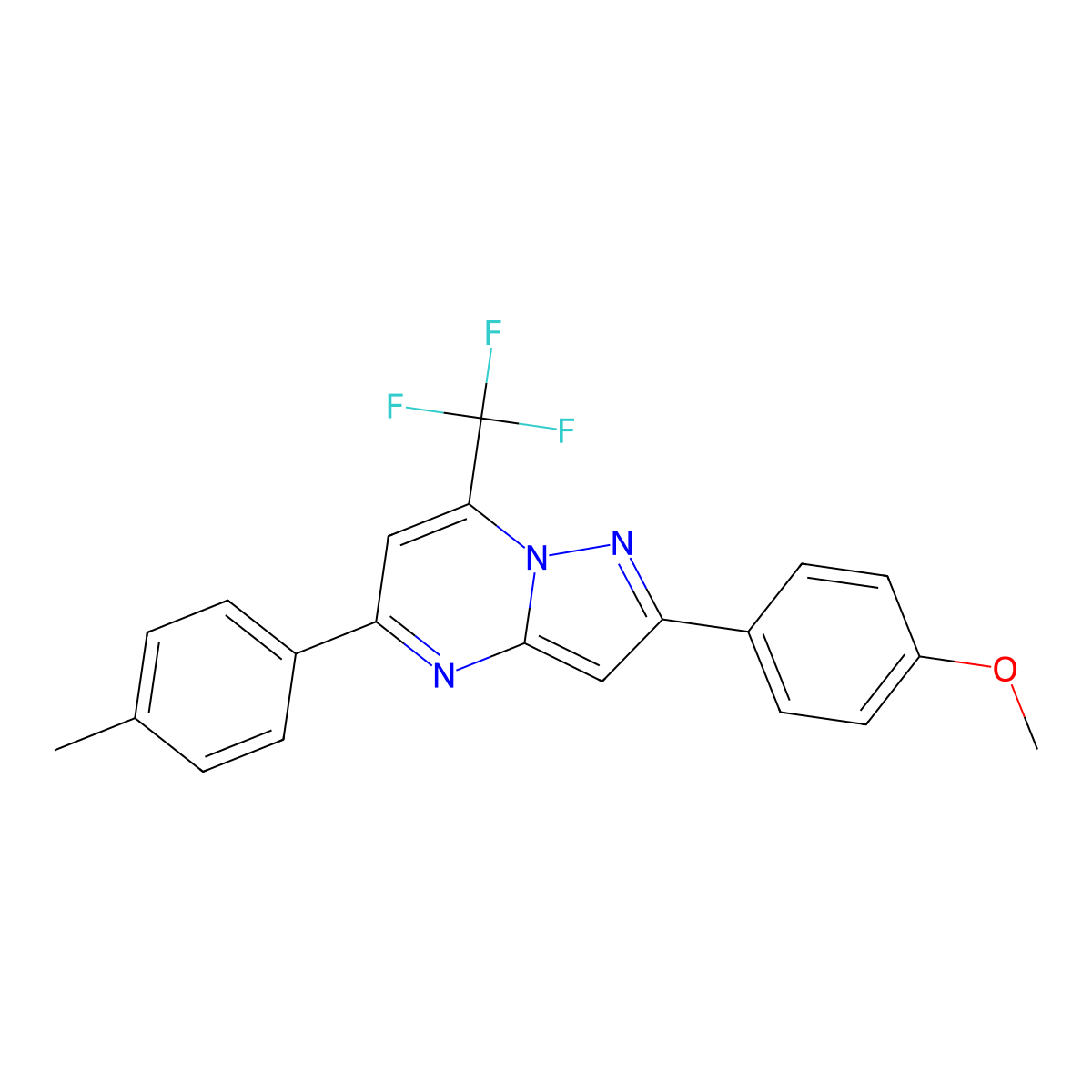 2-(4-Methoxyphenyl)-5-(4-methylphenyl)-7-(trifluoromethyl)pyrazolo[1,5-a]pyrimidine molecular structure, CAS 690969-37-0