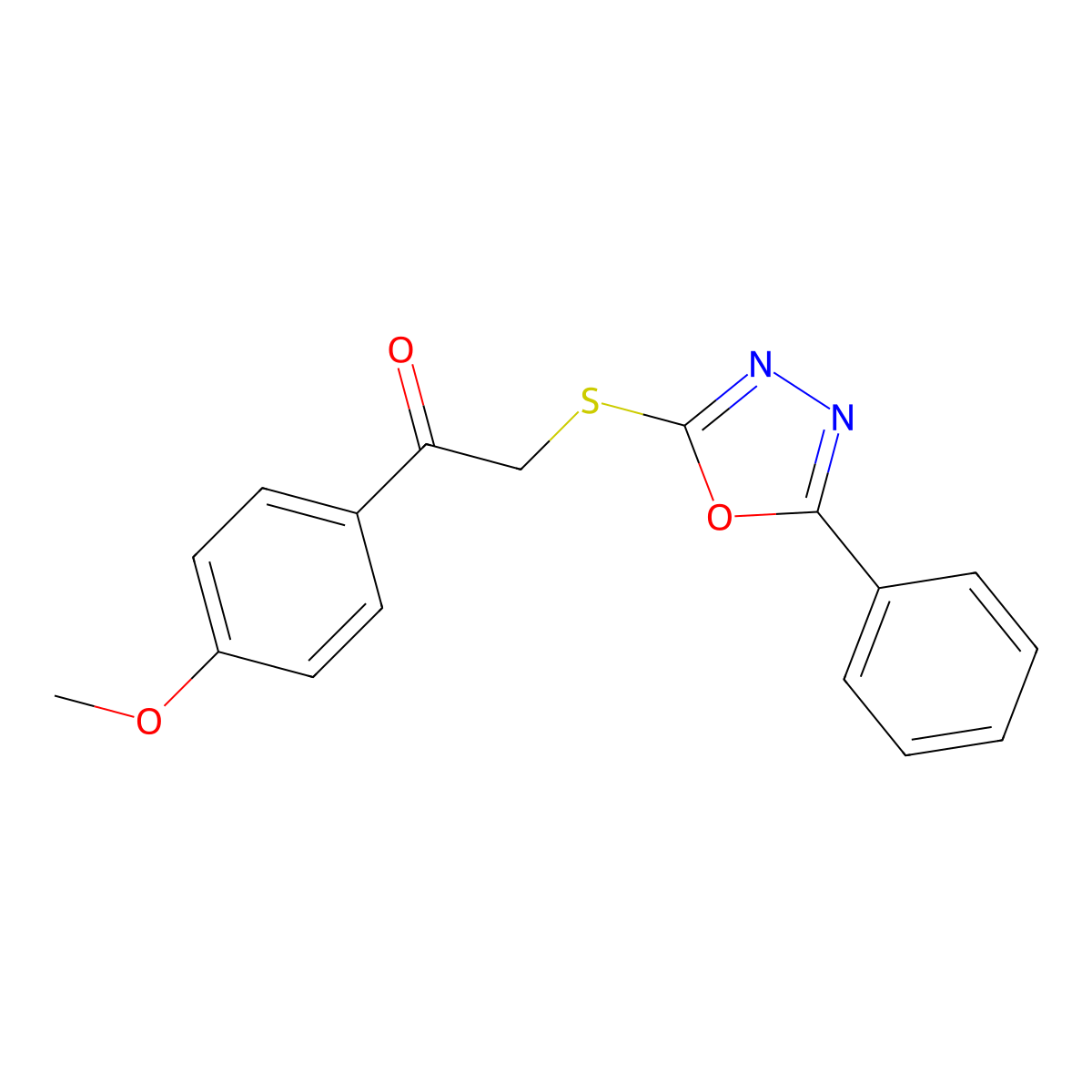 1-(4-Methoxyphenyl)-2-[(5-phenyl-1,3,4-oxadiazol-2-yl)sulfanyl]ethanone molecular structure, CAS 690969-42-7