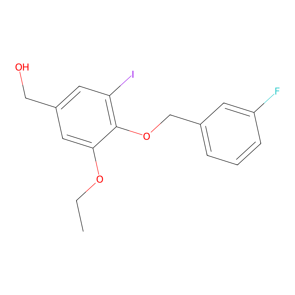 [3-Ethoxy-4-[(3-fluorophenyl)methoxy]-5-iodophenyl]methanol molecular structure, CAS 690969-61-0