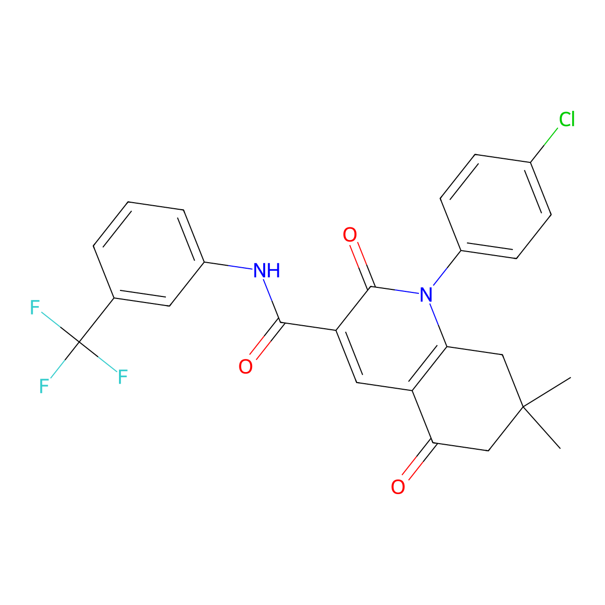 1-(4-chlorophenyl)-7,7-dimethyl-2,5-dioxo-N-[3-(trifluoromethyl)phenyl]-6,8-dihydroquinoline-3-carboxamide molecular structure, CAS 690969-75-6