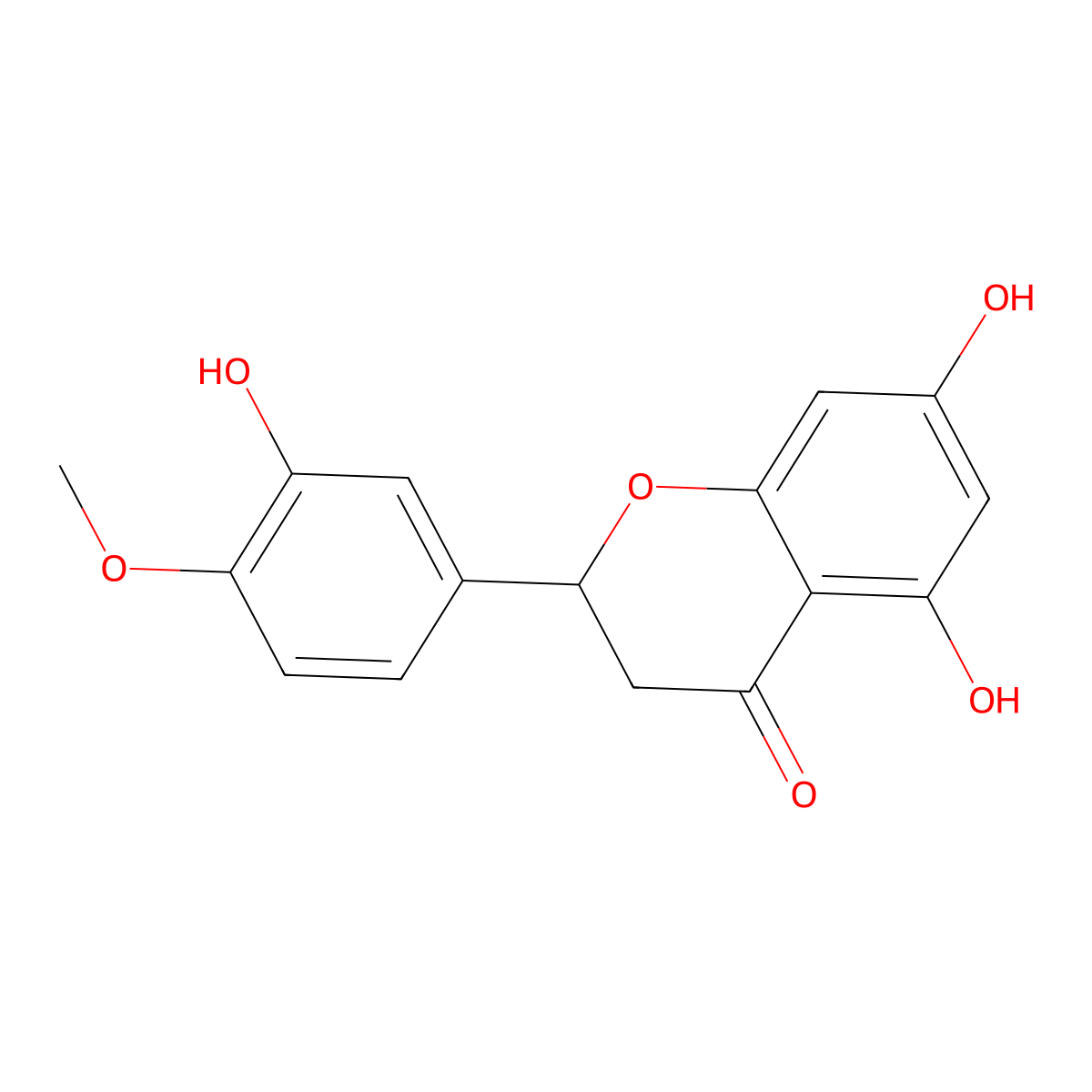 5,7-dihydroxy-2-(3-hydroxy-4-methoxyphenyl)-3,4-dihydro-2H-1-benzopyran-4-one molecular structure, CAS 69097-99-0