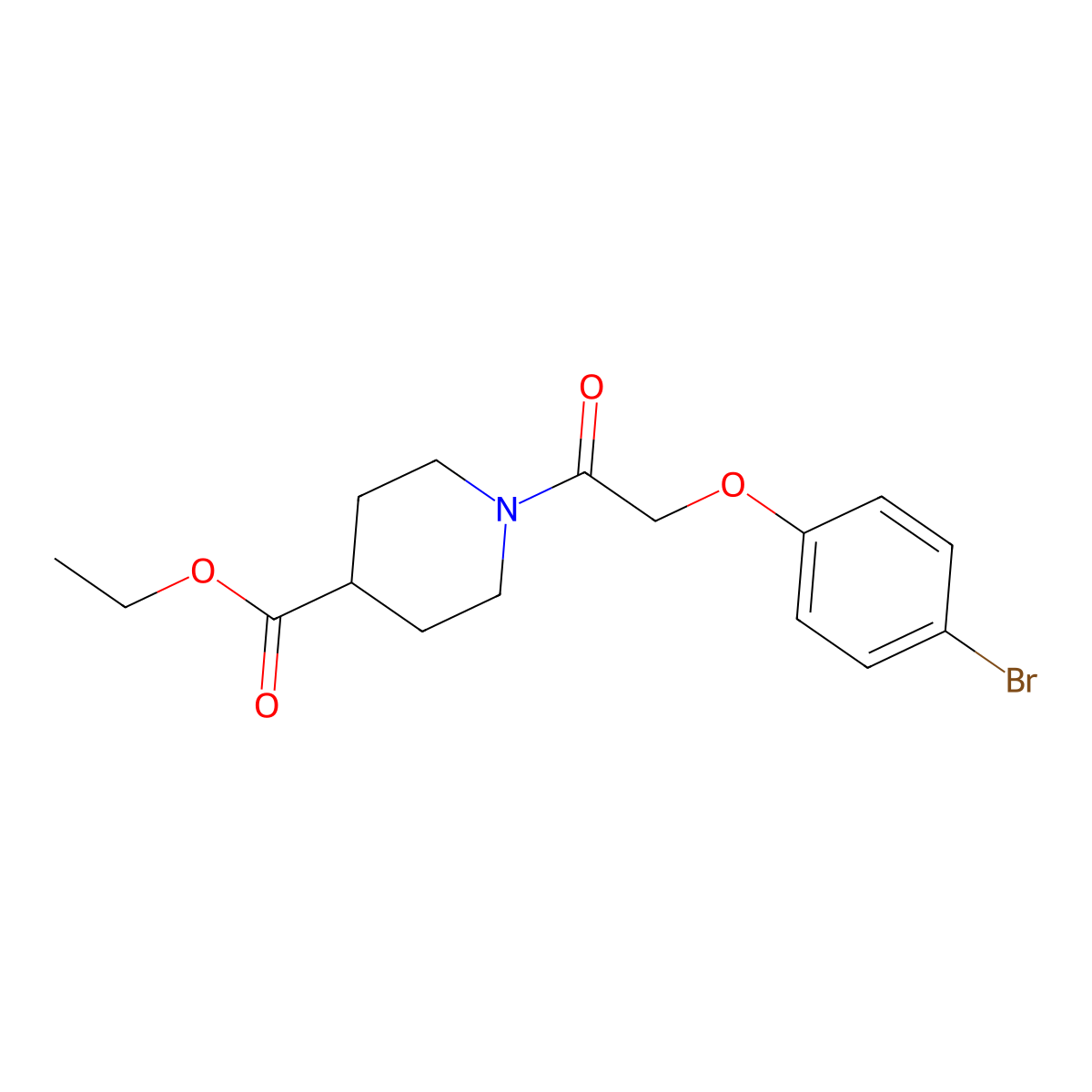 Ethyl 1-(2-(4-bromophenoxy)acetyl)piperidine-4-carboxylate molecular structure, CAS 690970-07-1