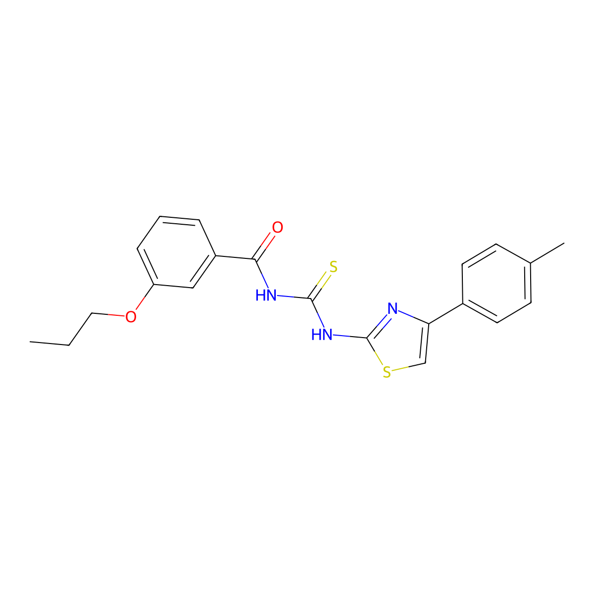 N-[[4-(4-methylphenyl)-1,3-thiazol-2-yl]carbamothioyl]-3-propoxybenzamide molecular structure, CAS 690970-30-0