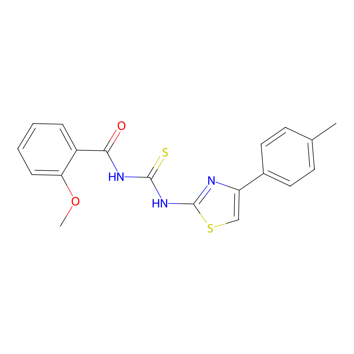 2-methoxy-N-[[4-(4-methylphenyl)-1,3-thiazol-2-yl]carbamothioyl]benzamide molecular structure, CAS 690970-77-5